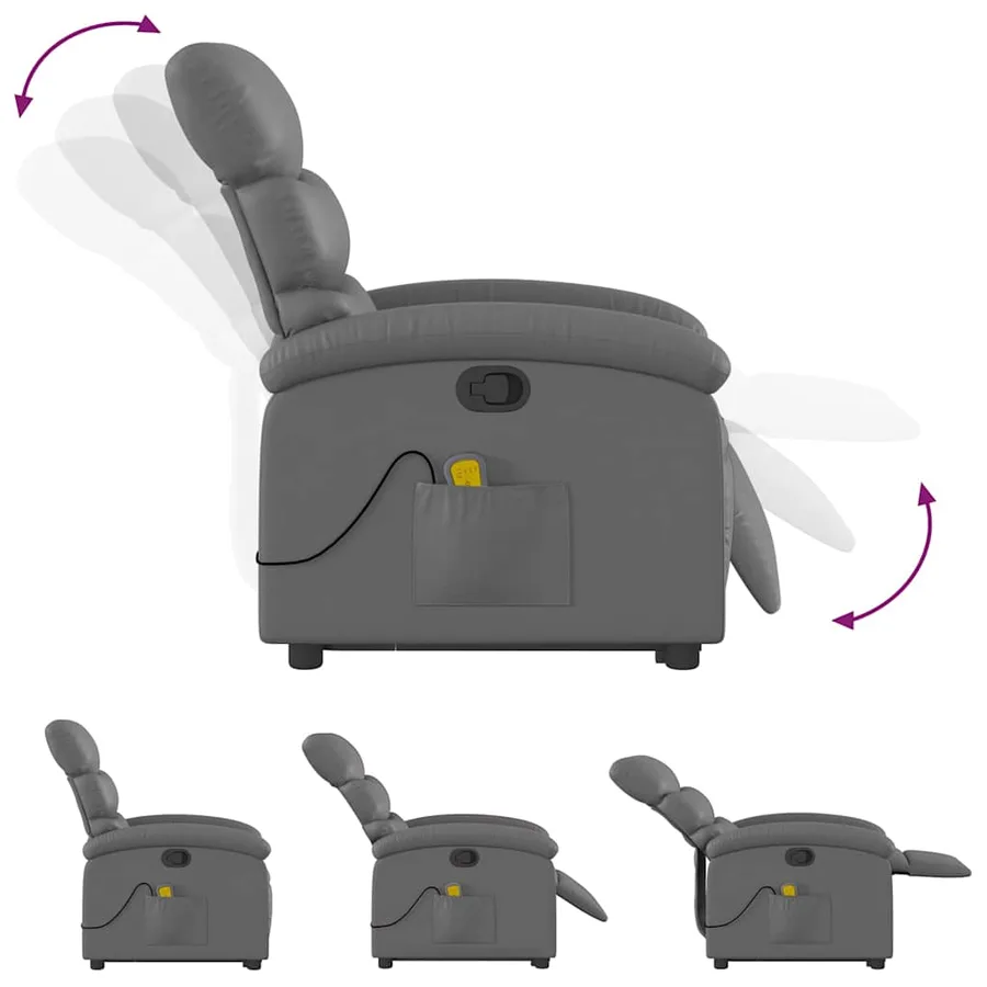 Fauteuil inclinable de massage Gris Similicuir - 7