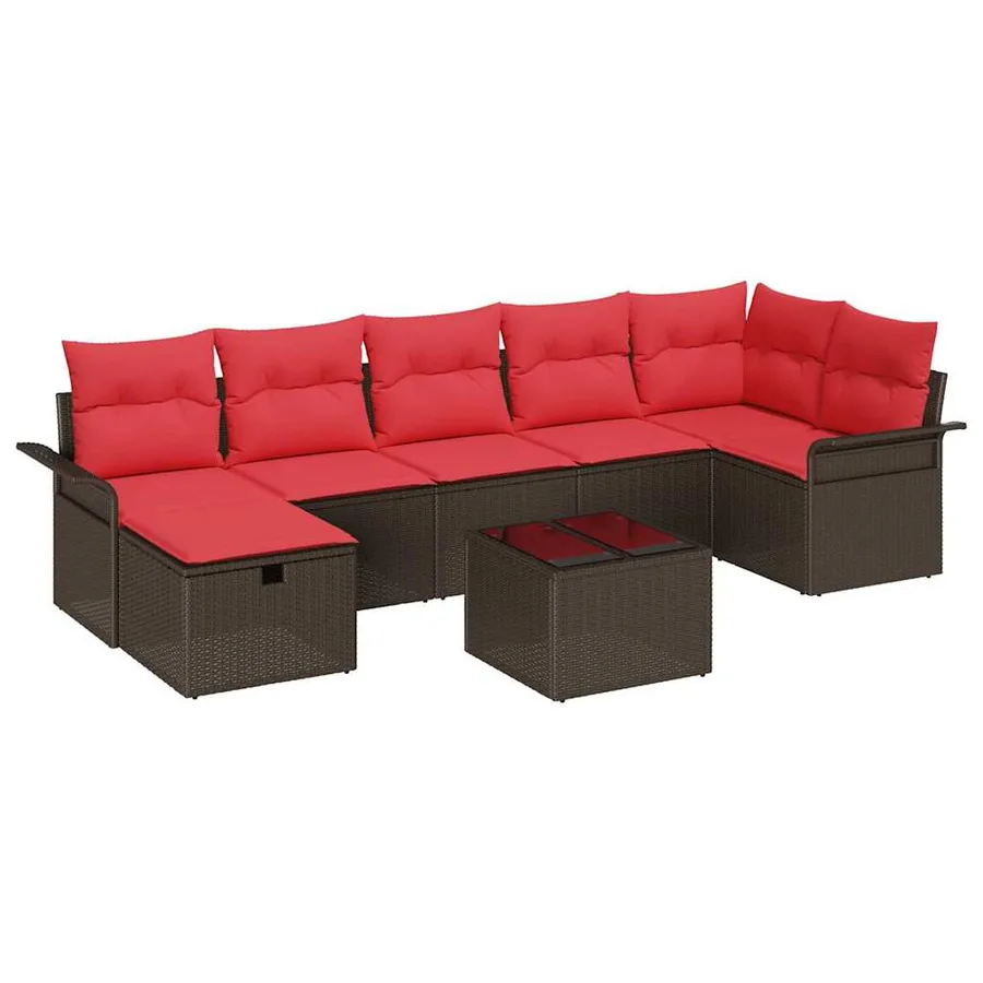 Ensemble de canapé de jardin avec coussin 8 pcs Poly rotin - 2