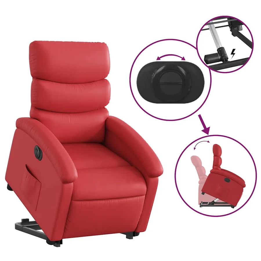 Fauteuil inclinable électrique rouge similicuir - 11