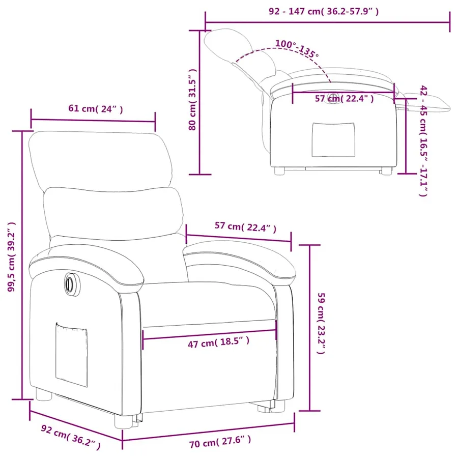 Fauteuil inclinable électrique rouge similicuir - 17