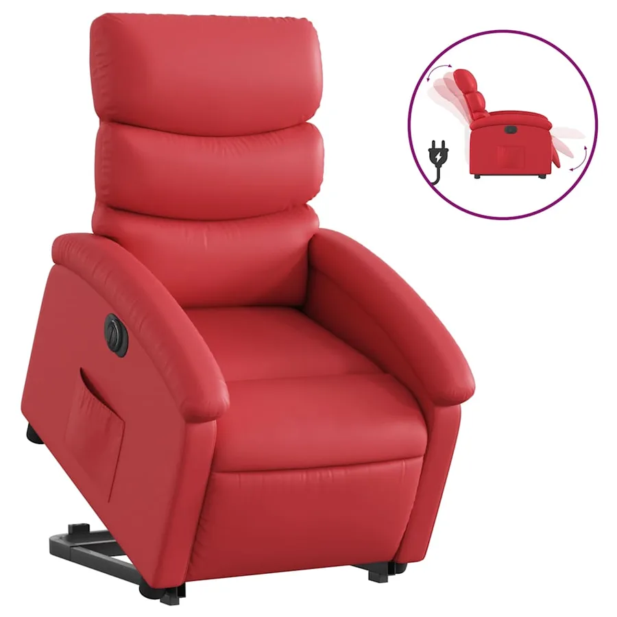 Fauteuil inclinable électrique rouge similicuir - 2