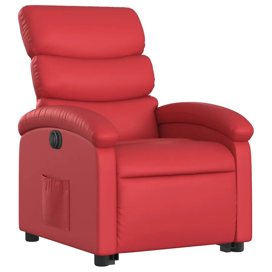 Fauteuil inclinable électrique rouge similicuir - 4