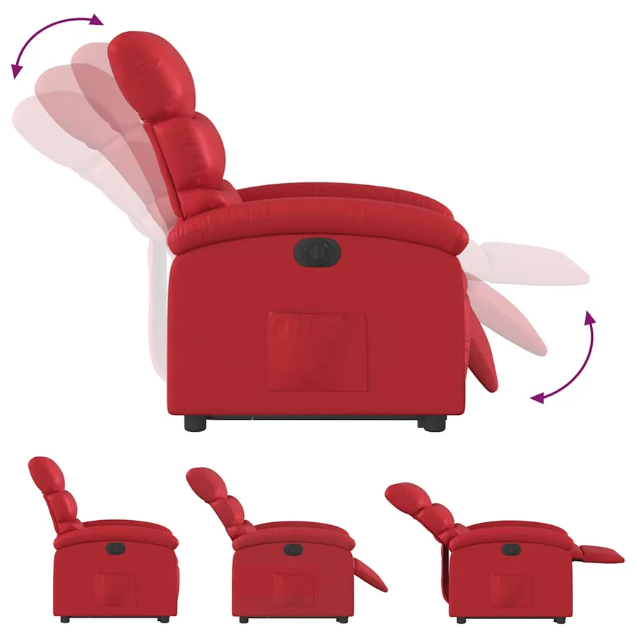 Fauteuil inclinable électrique rouge similicuir - 7
