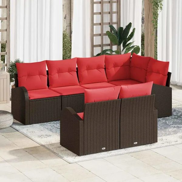 Ensemble de canapé de jardin Marron polyrotin
