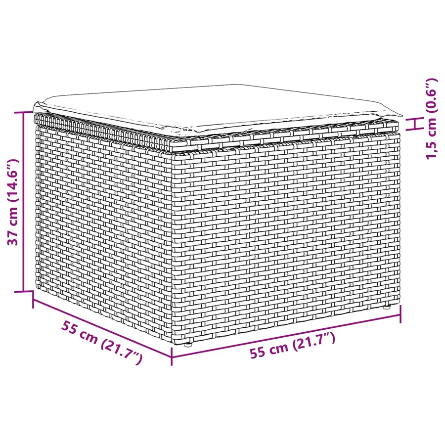 Ensemble de canapé de jardin 9 pcs Marron Poly Rattan - 13