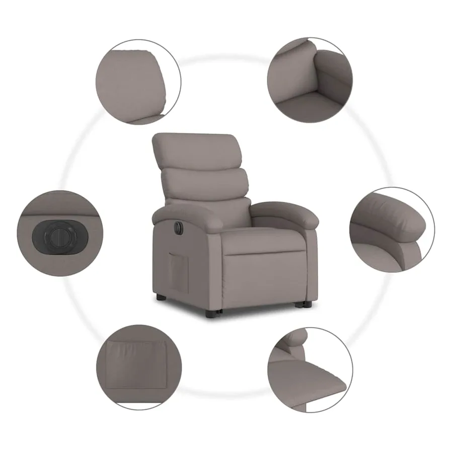 Fauteuil inclinable électrique taupe tissu - 11