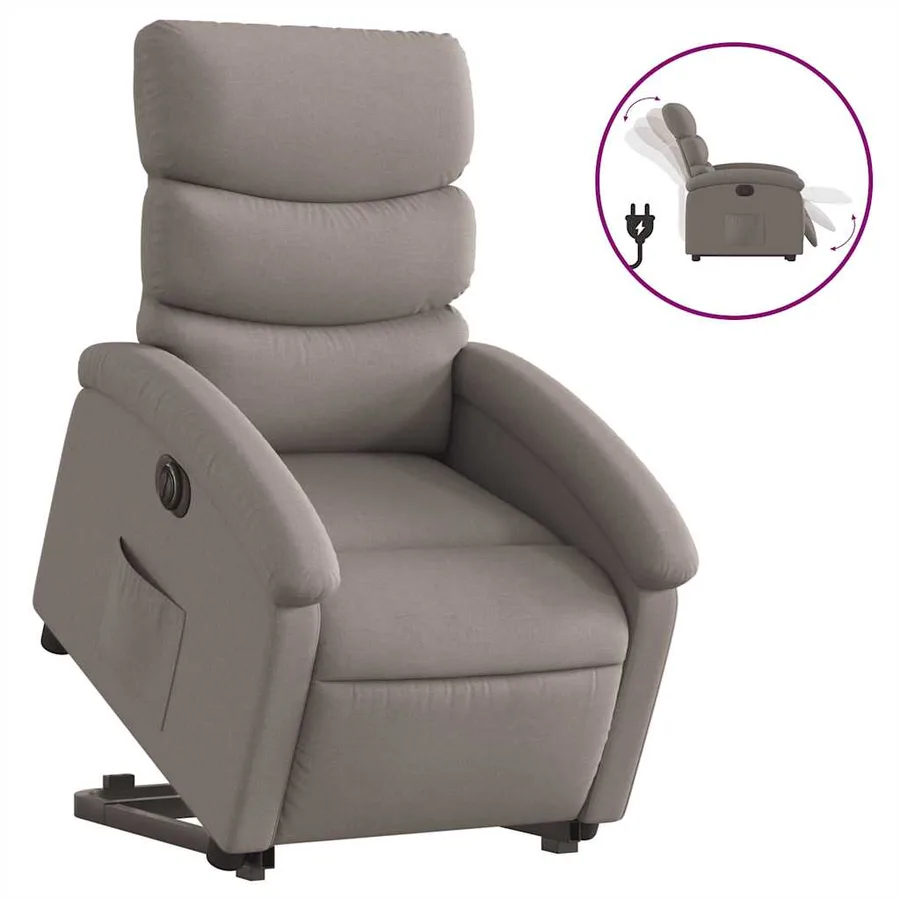 Fauteuil inclinable électrique taupe tissu - 2