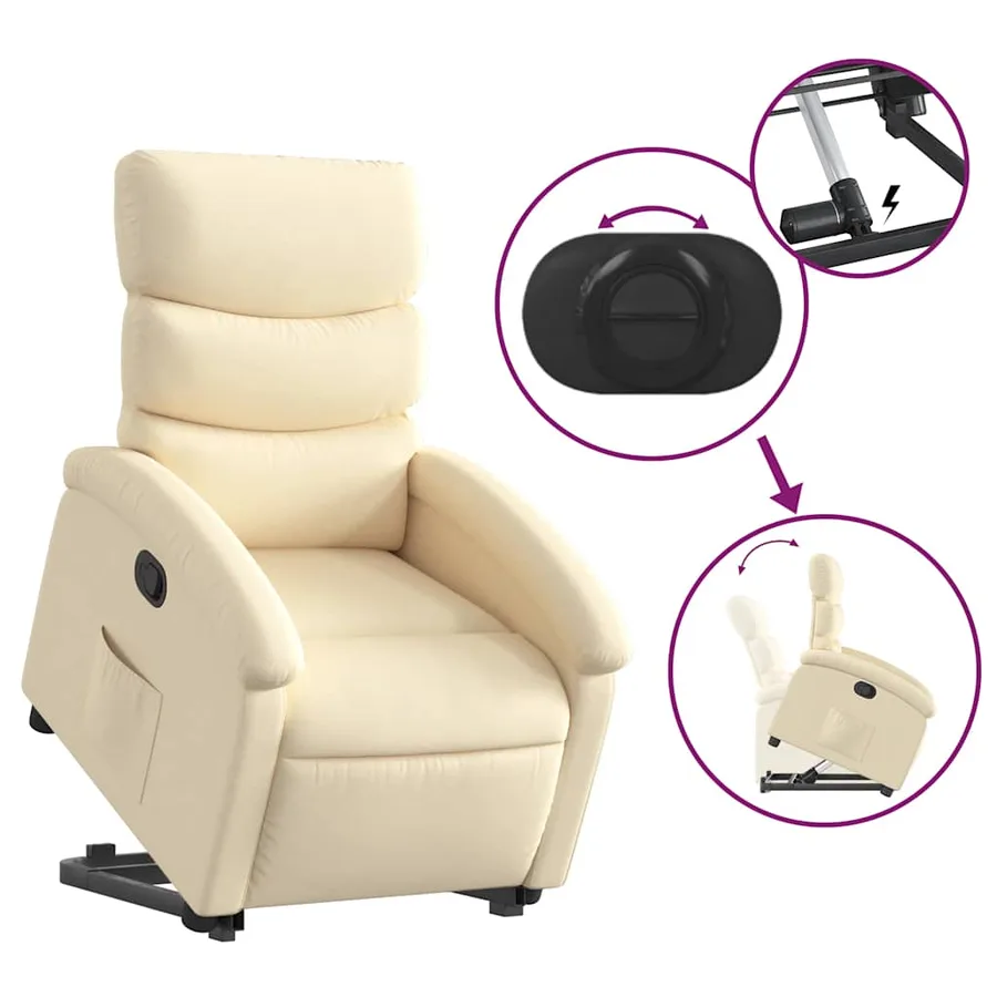 Fauteuil inclinable Crème Tissu - 6