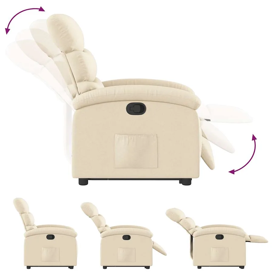 Fauteuil inclinable Crème Tissu - 7