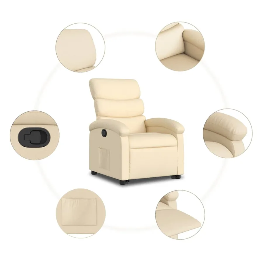 Fauteuil inclinable Crème Tissu - 8