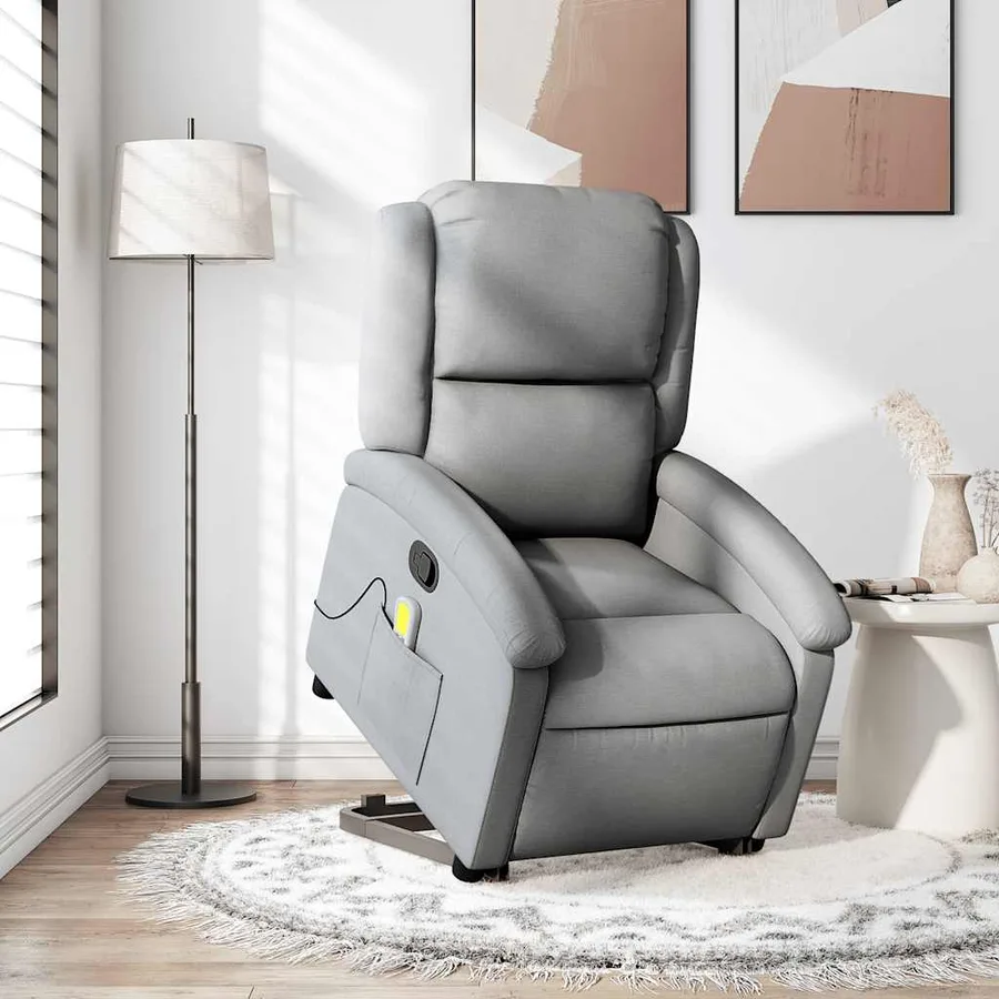 Fauteuil de massage inclinable Gris clair Tissu - 16
