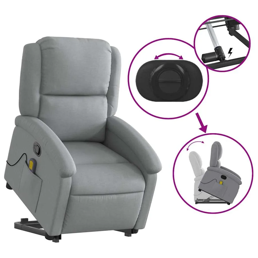 Fauteuil de massage inclinable Gris clair Tissu - 6
