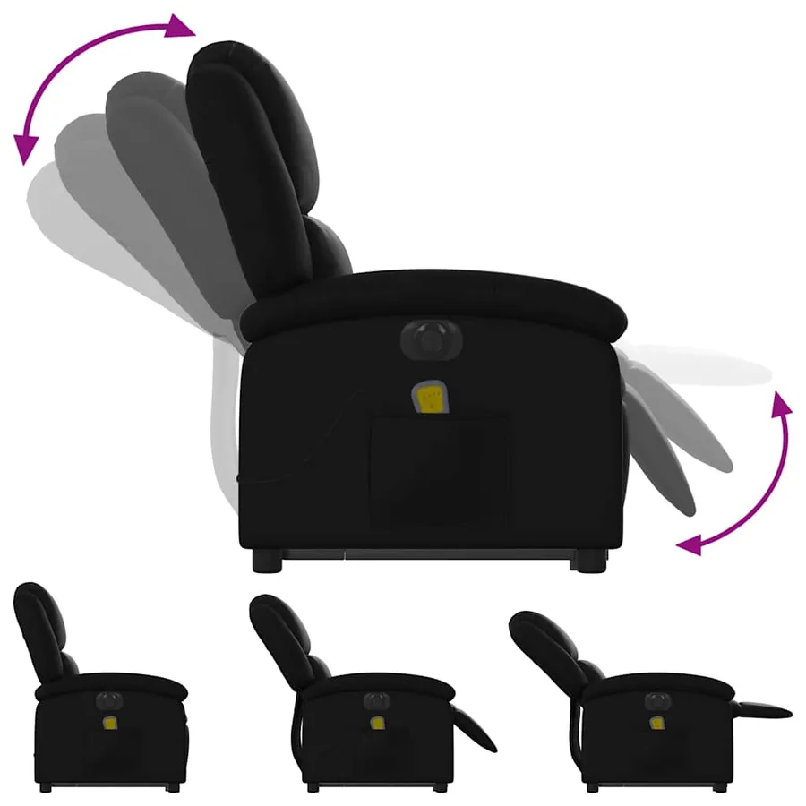 Fauteuil inclinable de massage électrique noir similicuir - 7