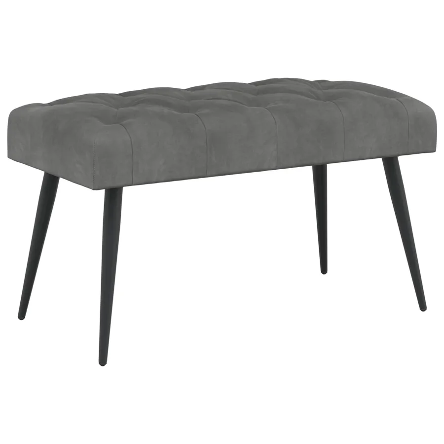 Banc avec capitonnage bouton Gris foncé 80 x 40 x 46 cm Velours - 2