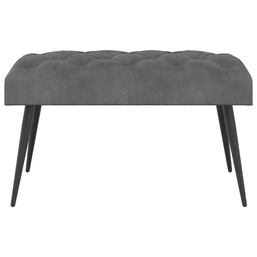 Banc avec capitonnage bouton Gris foncé 80 x 40 x 46 cm Velours - 5