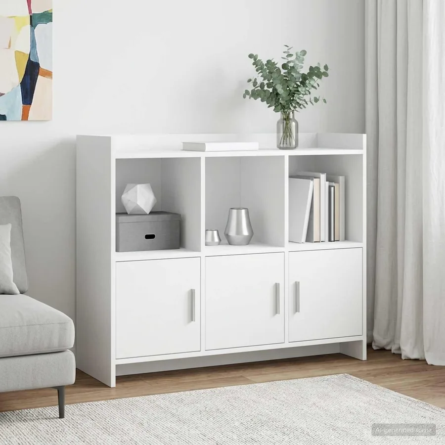 Buffet Blanc 98,5 x 33 x 80 cm Bois d'ingénierie