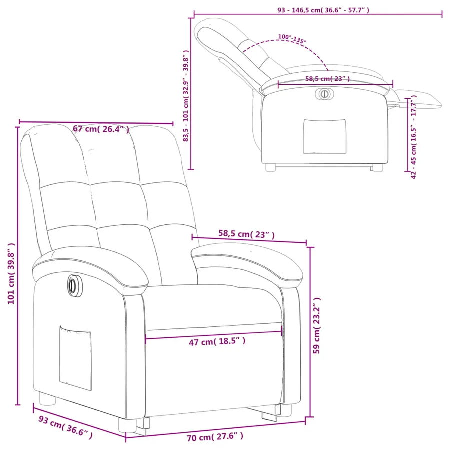 Fauteuil inclinable électrique vert foncé tissu - 15
