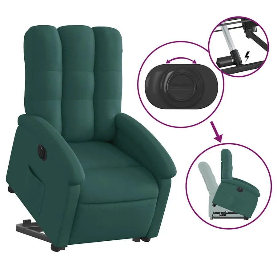 Fauteuil inclinable électrique vert foncé tissu - 6