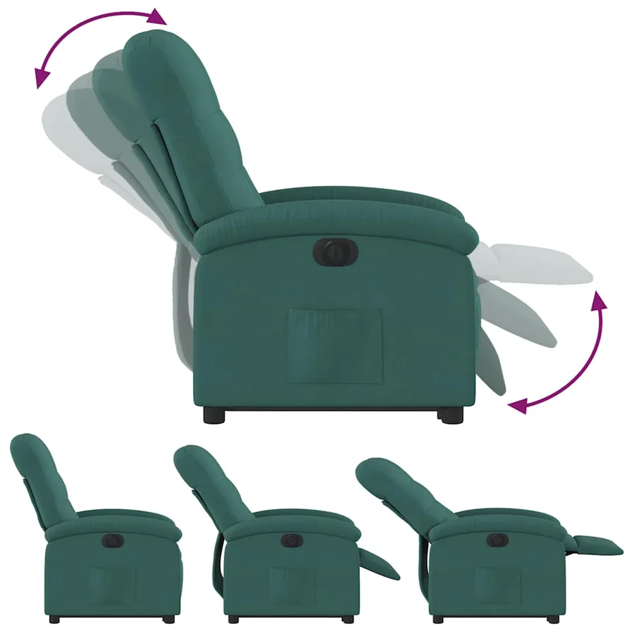 Fauteuil inclinable électrique vert foncé tissu - 7