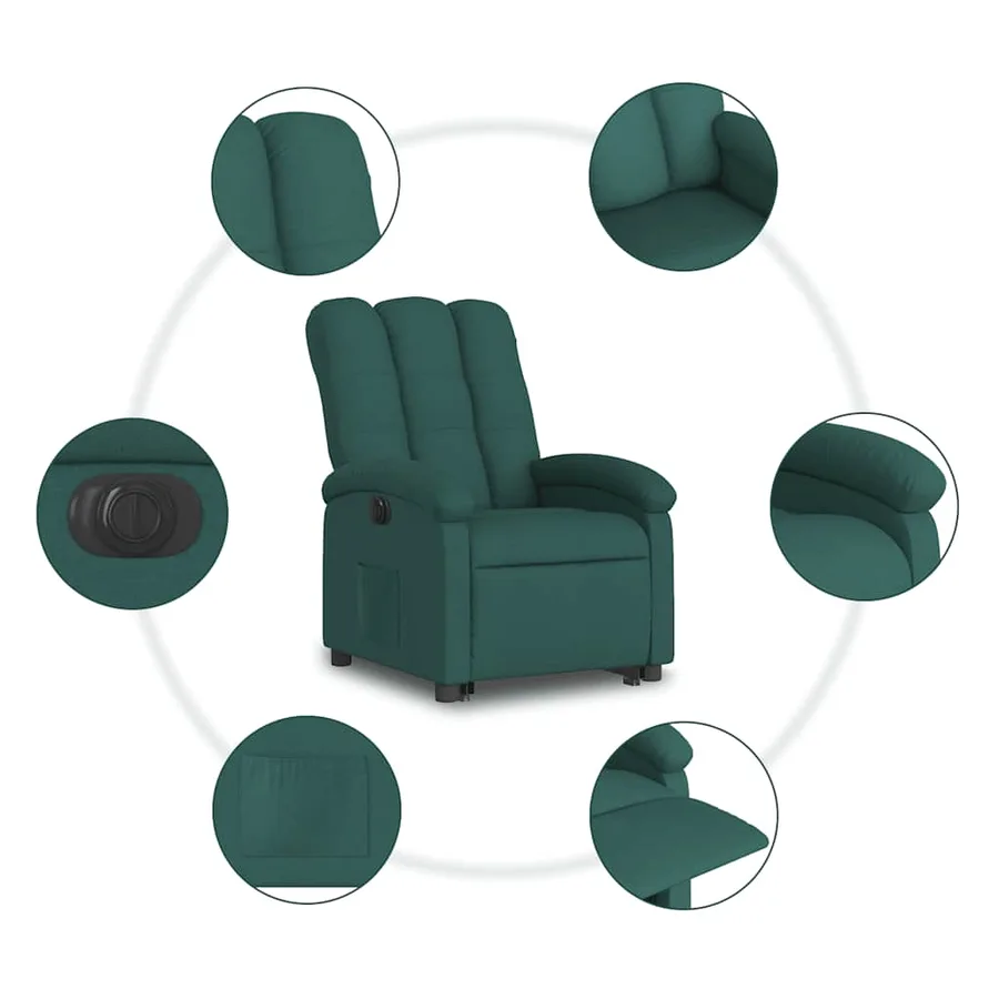 Fauteuil inclinable électrique vert foncé tissu - 8