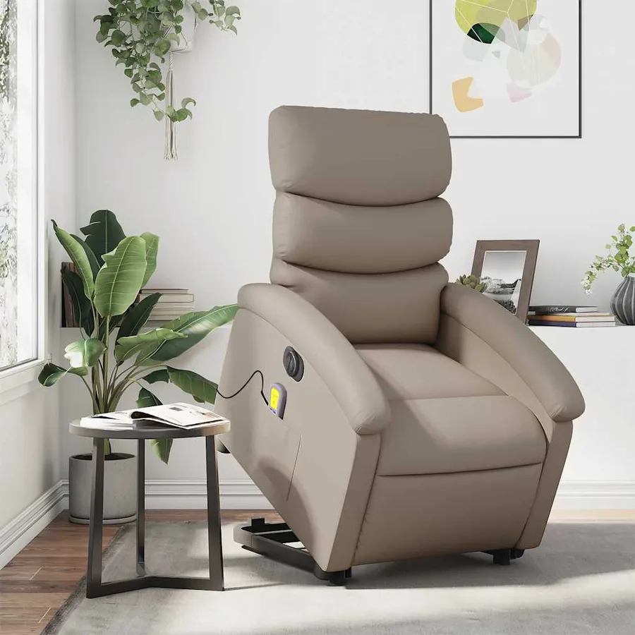 Fauteuil inclinable de massage électrique cappuccino similicuir - 16