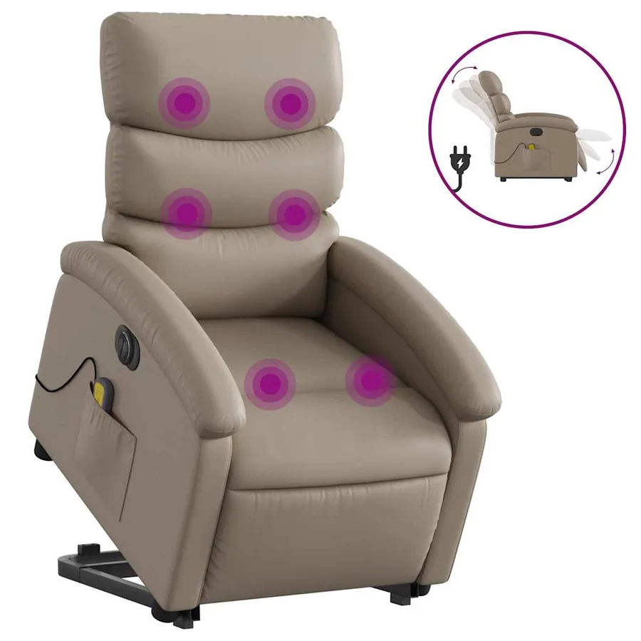 Fauteuil inclinable de massage électrique cappuccino similicuir - 2