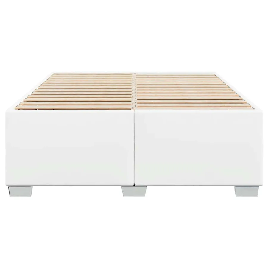 Cadre de lit sans matelas blanc format Queen similicuir - 4