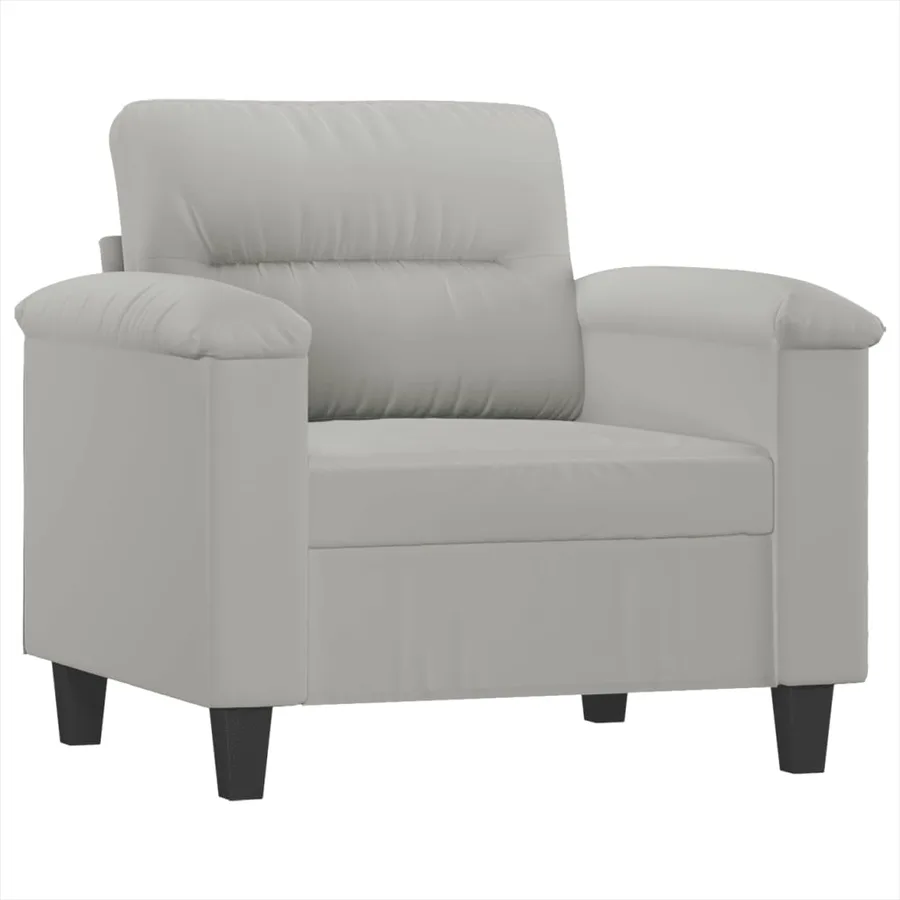 Ensemble de canapés 4 pcs coussins Gris clair Tissu microfibre - 3