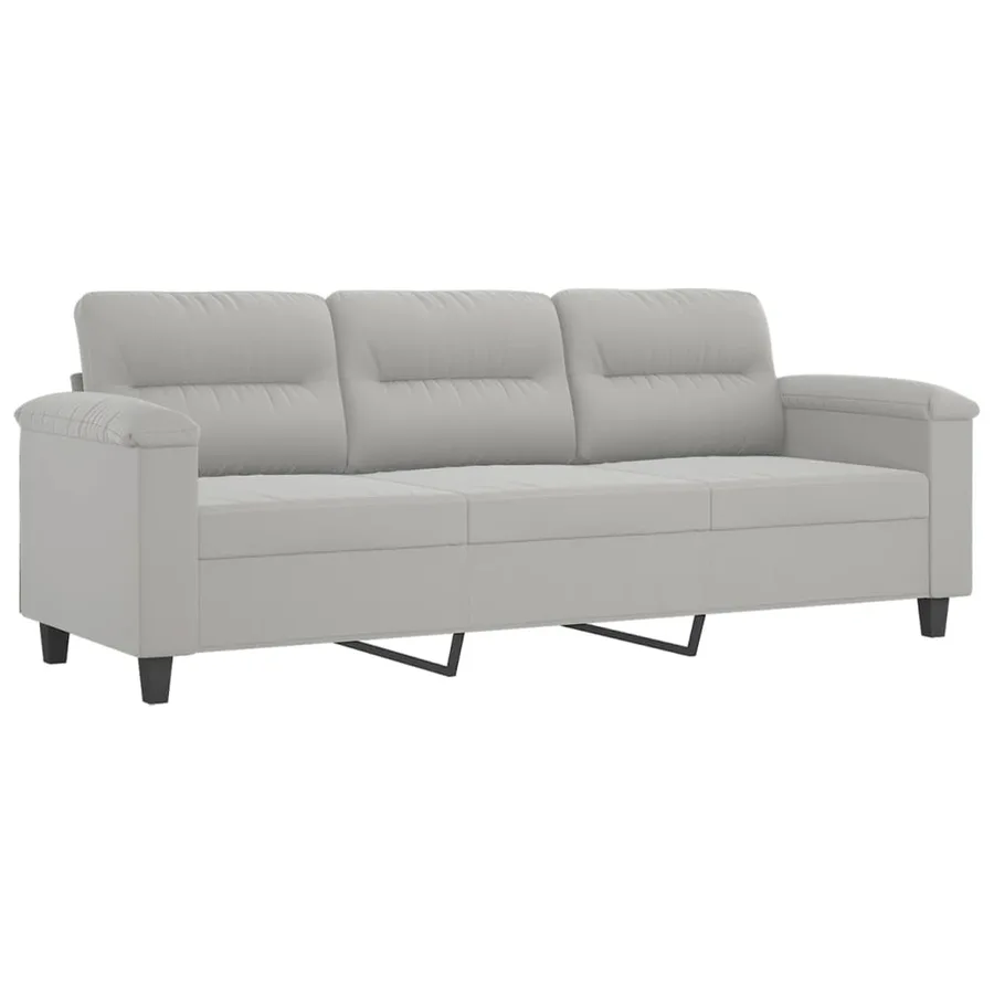 Ensemble de canapés 4 pcs coussins Gris clair Tissu microfibre - 5
