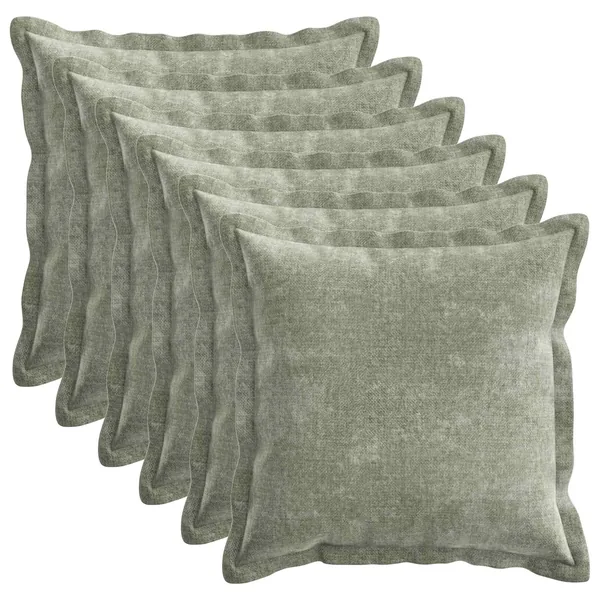 Housse de coussin 6 pcs HOUTEN Vert 50 x 50 cm Tissu Chenille