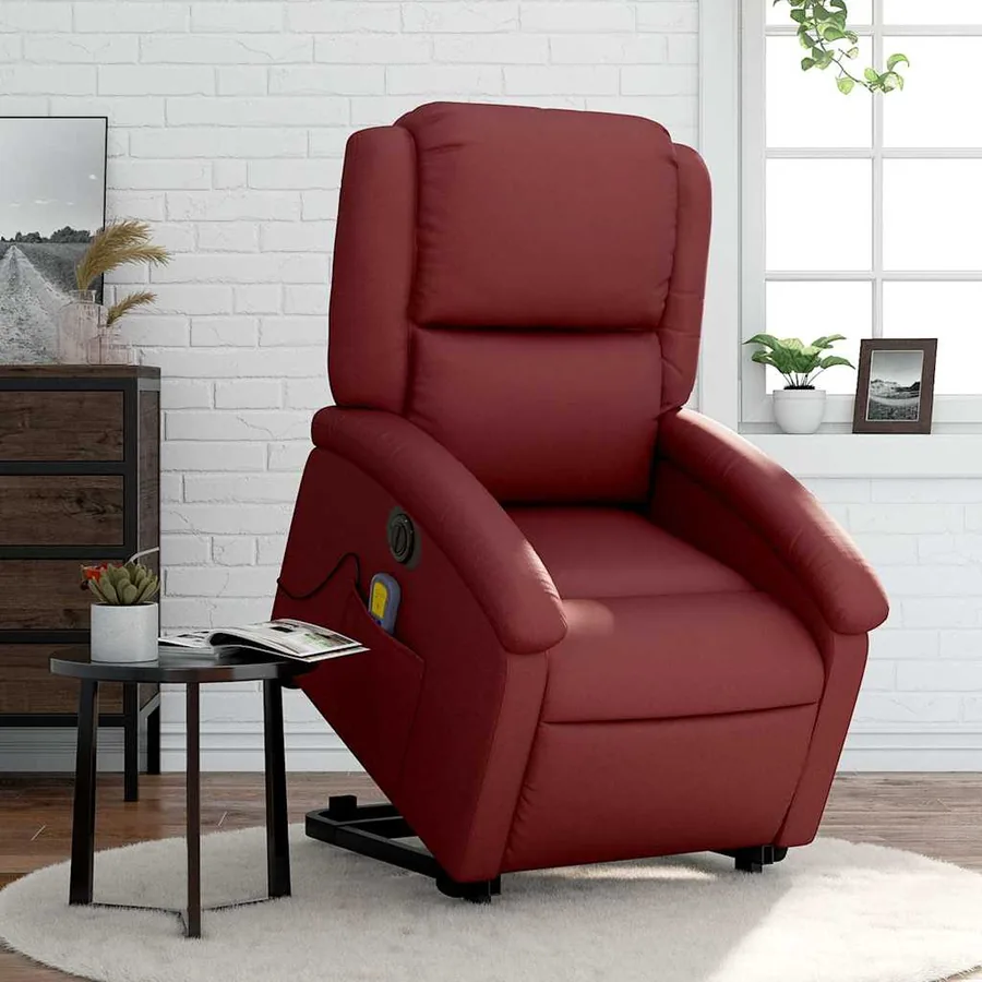 Fauteuil inclinable de massage électrique rouge bordeaux