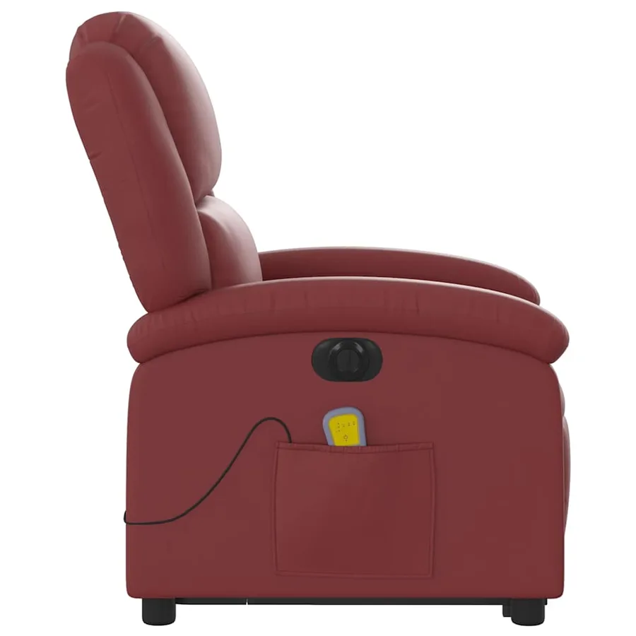 Fauteuil inclinable de massage électrique rouge bordeaux - 10