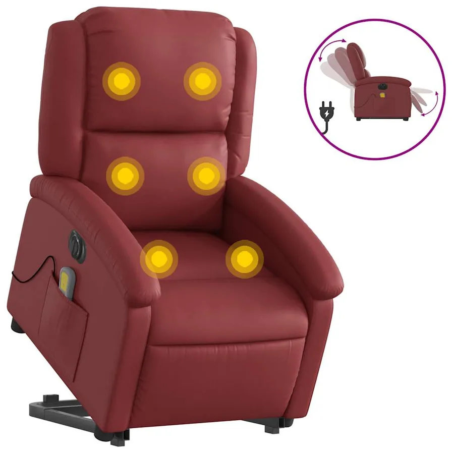 Fauteuil inclinable de massage électrique rouge bordeaux - 2