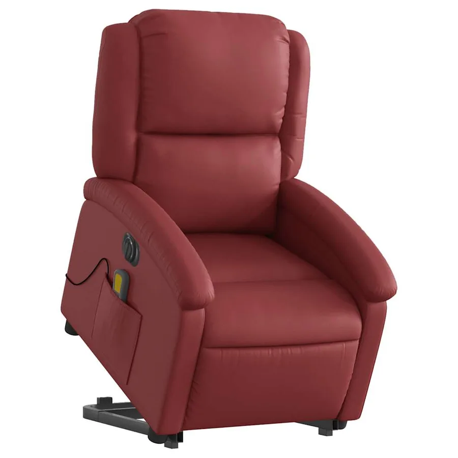 Fauteuil inclinable de massage électrique rouge bordeaux - 3
