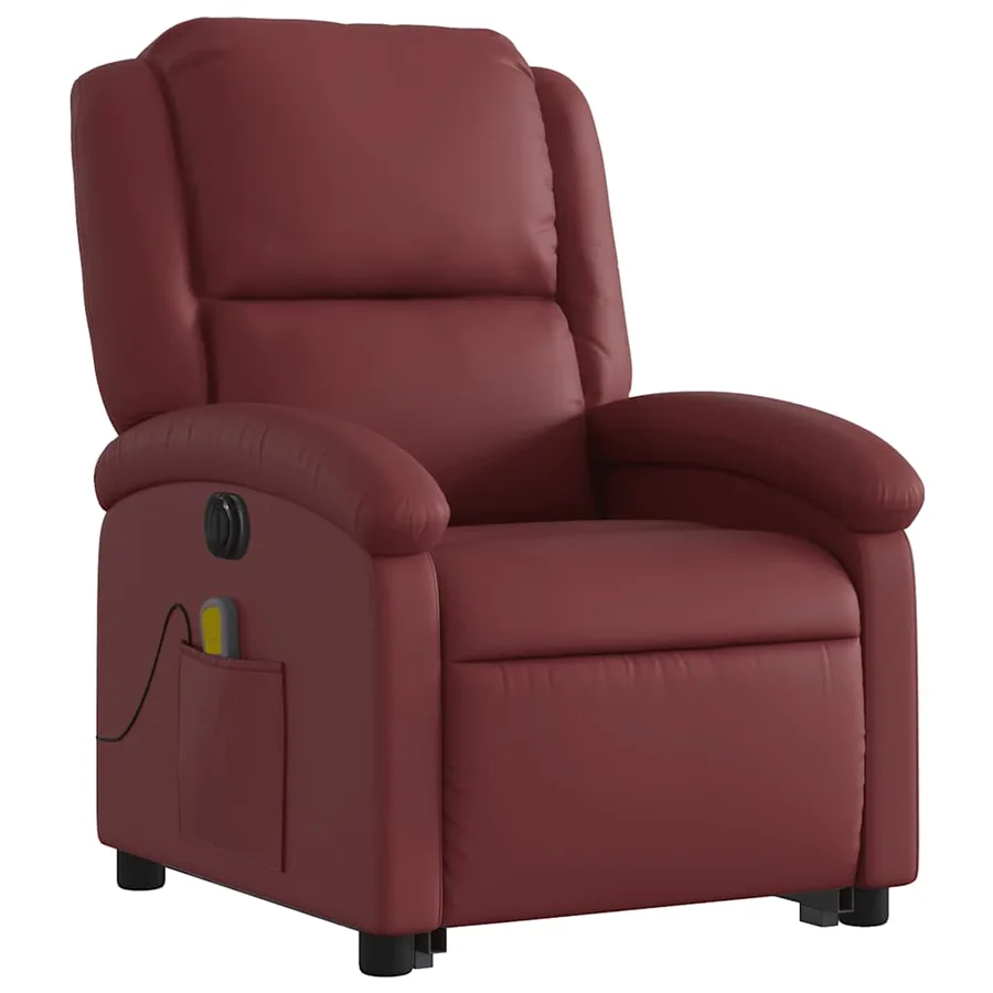 Fauteuil inclinable de massage électrique rouge bordeaux - 4