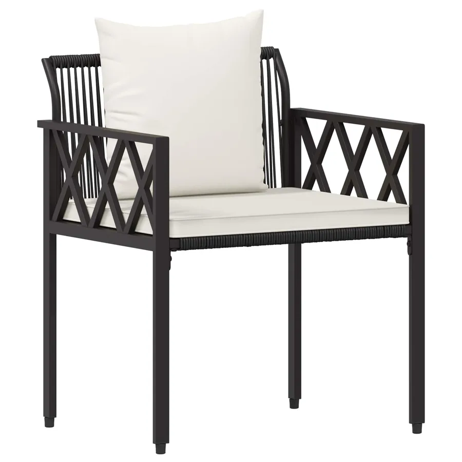 Ensemble de meubles d'extérieur 4 pcs Noir et blanc crème - 4