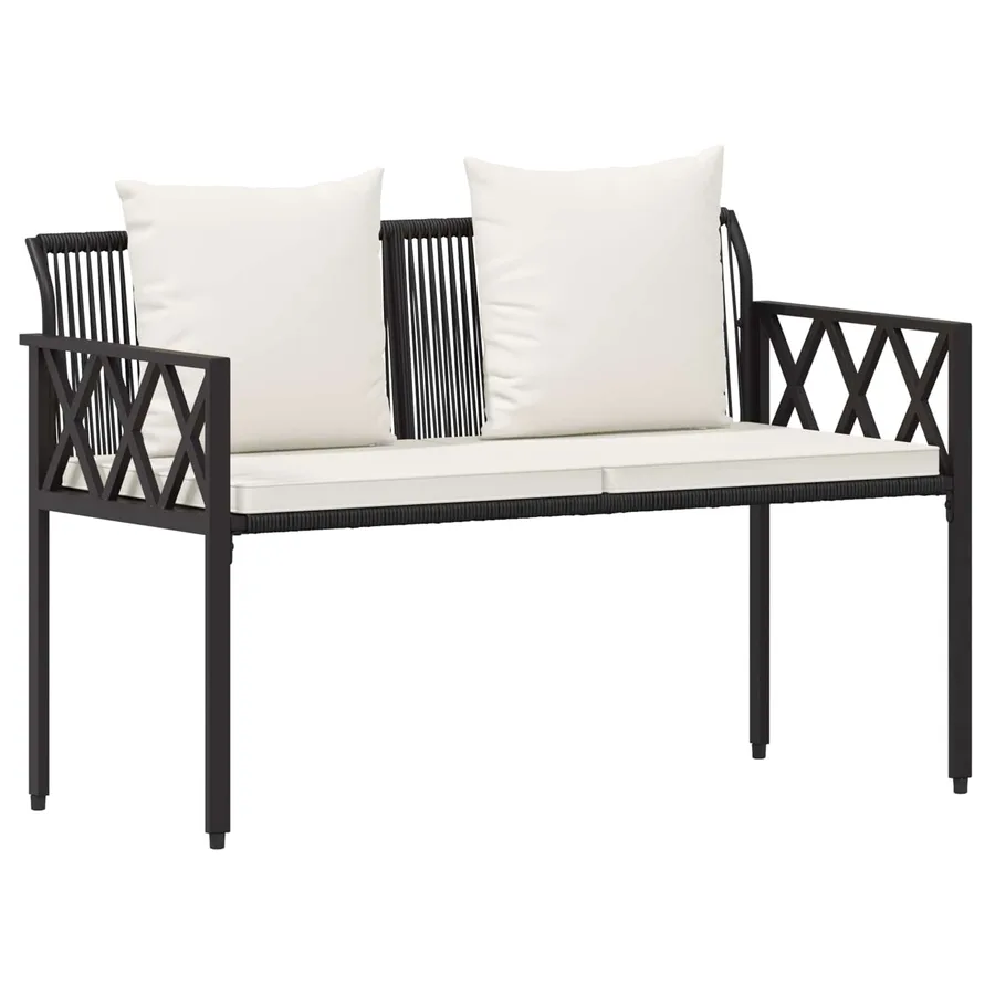 Ensemble de meubles d'extérieur 4 pcs Noir et blanc crème - 5