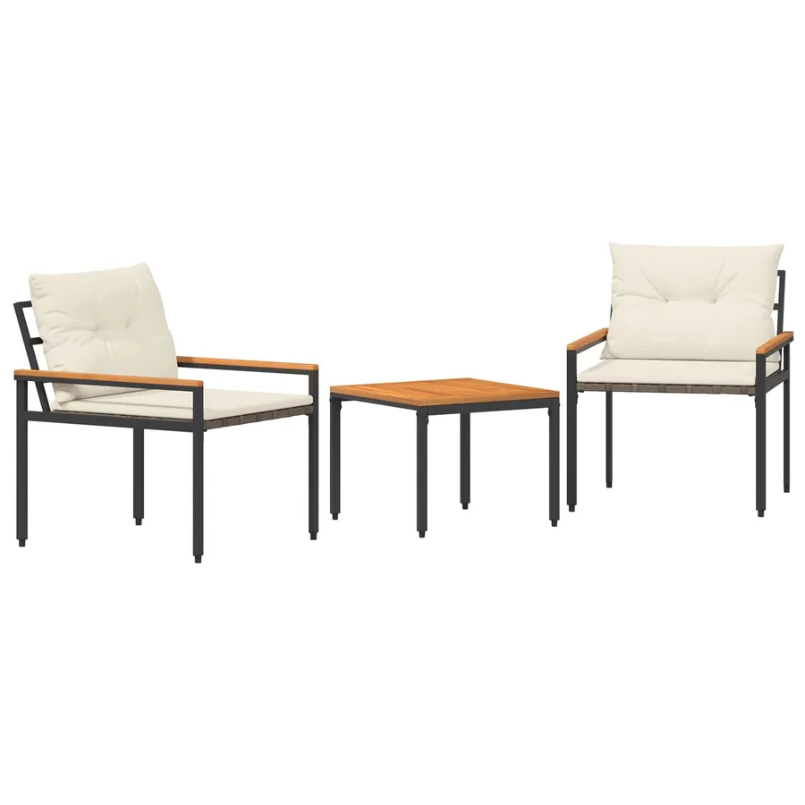 Ensemble de meubles d'extérieur 3 pcs Crème blanc polyrotin - 2