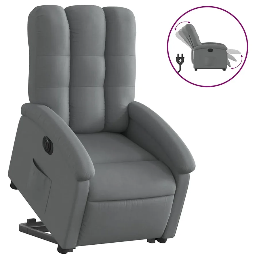 Fauteuil inclinable électrique gris foncé tissu - 2