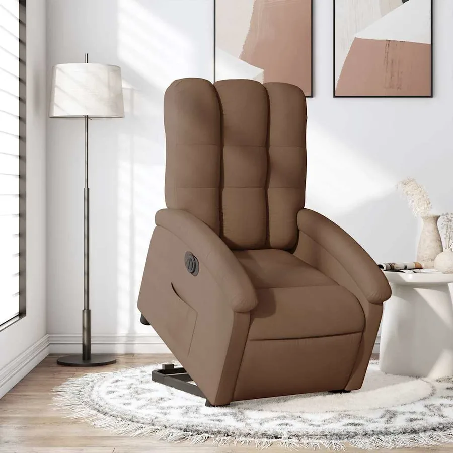 Fauteuil inclinable électrique marron tissu - 16