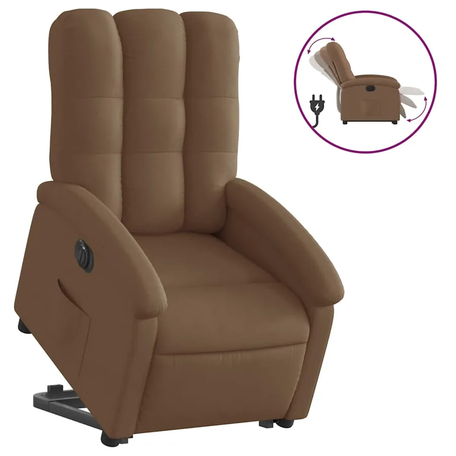 Fauteuil inclinable électrique marron tissu - 2