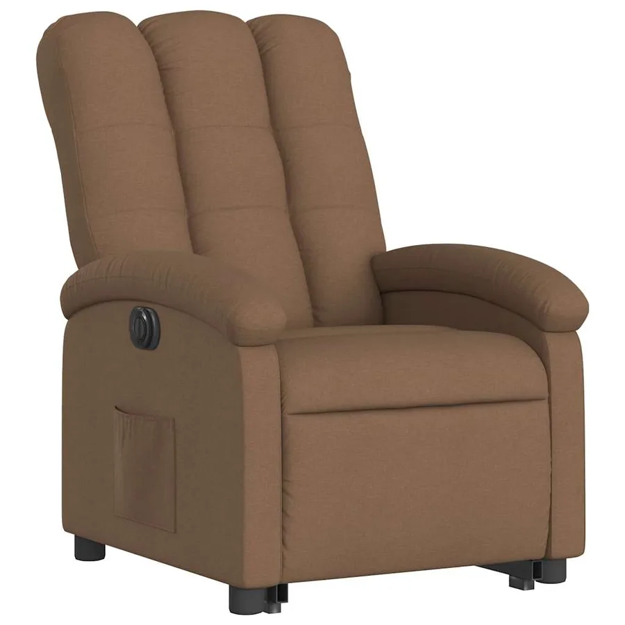 Fauteuil inclinable électrique marron tissu - 4