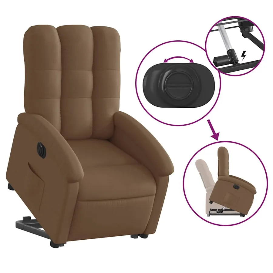 Fauteuil inclinable électrique marron tissu - 6
