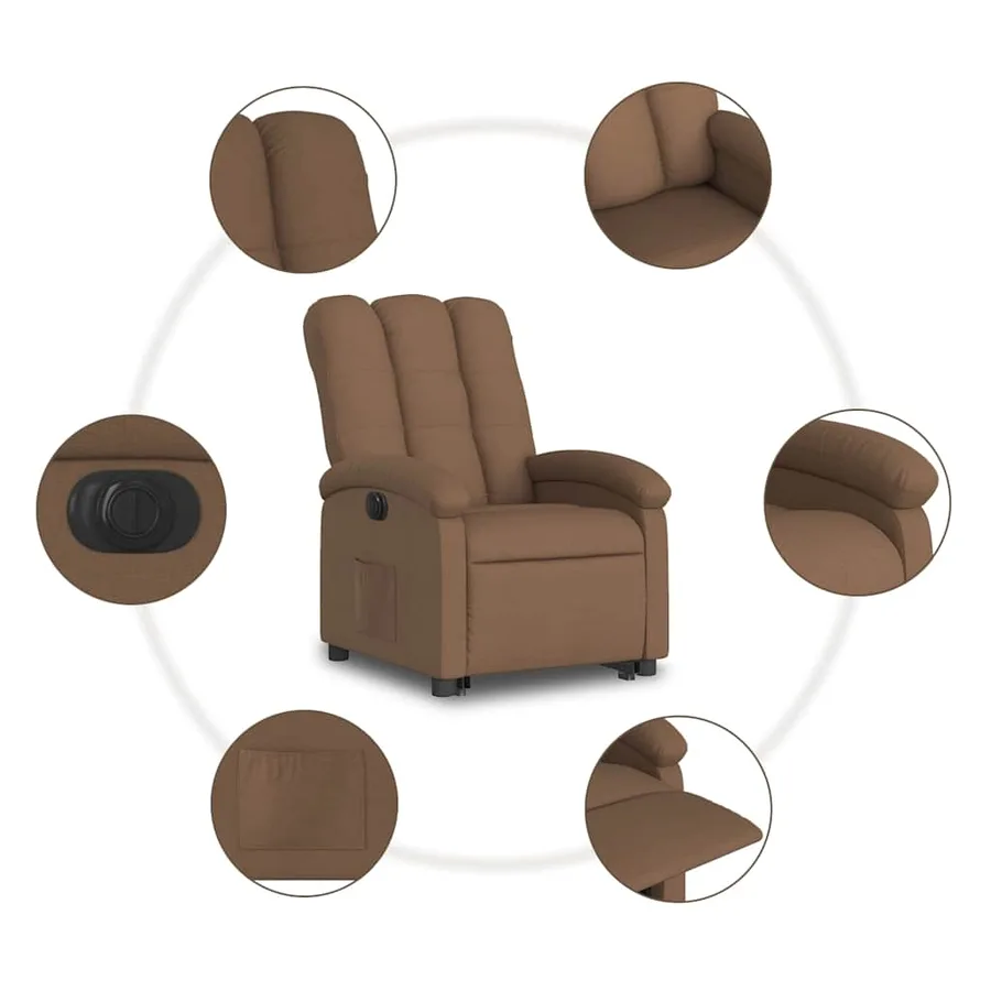Fauteuil inclinable électrique marron tissu - 8