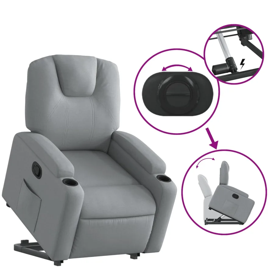 Fauteuil inclinable Gris clair Tissu - 6