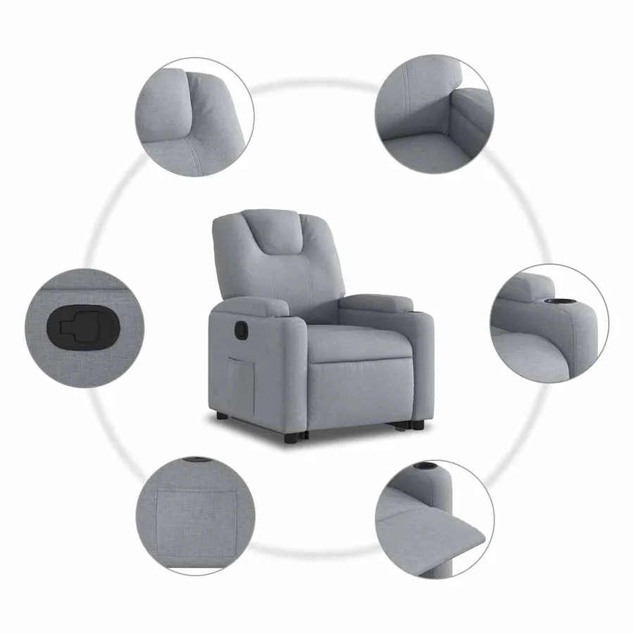 Fauteuil inclinable Gris clair Tissu - 8