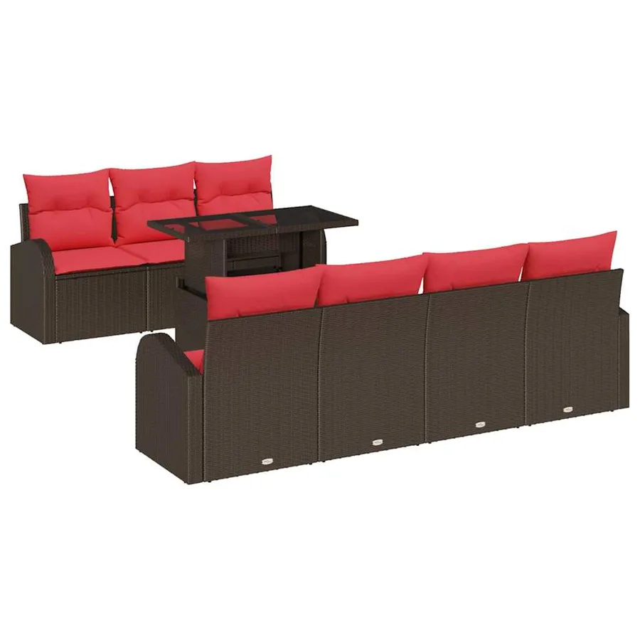 Ensemble de canapé de jardin 8 pcs Marron Poly Rattan - 2