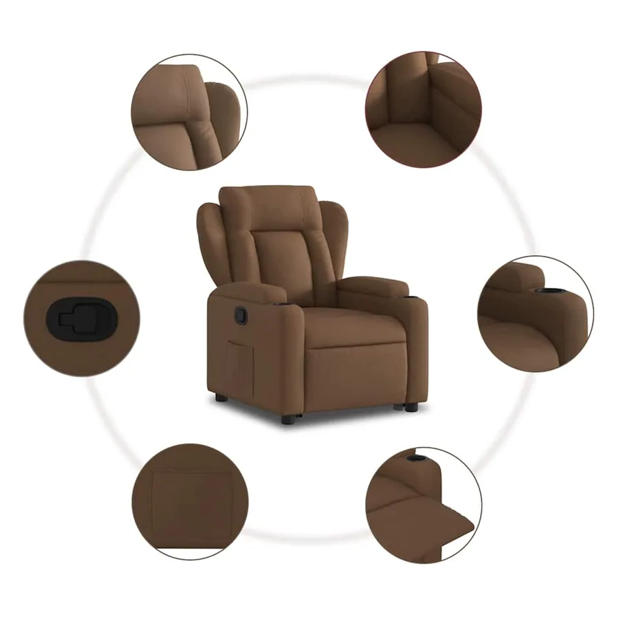 Fauteuil inclinable Marron Tissu - 8