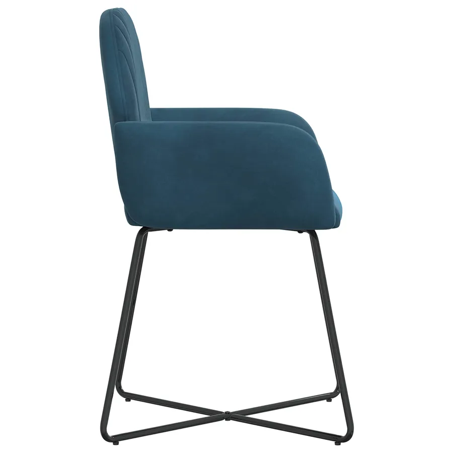 Chaises de salle à manger 2 pcs Velours Bleu 55 x 50 x 84 cm - 4