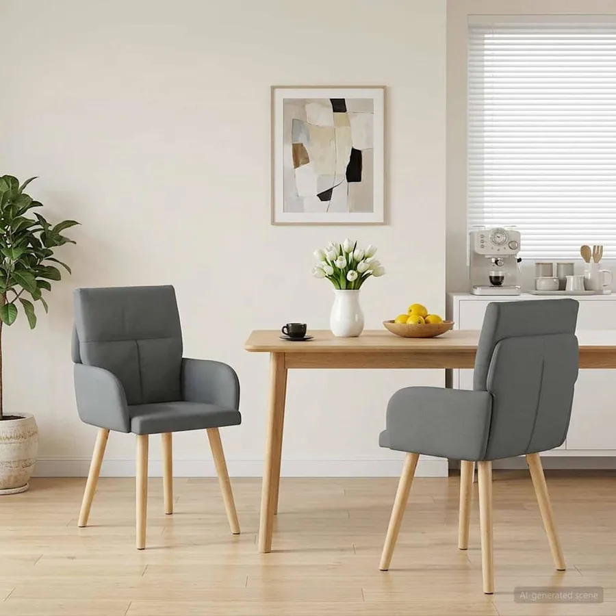 Chaises de salle à manger 2 pcs Tissu Gris foncé